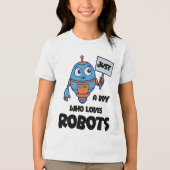 ロボット好きな少年 キッズ トライブレンドTシャツ (正面)