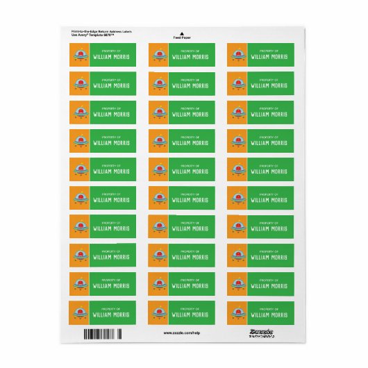 ロボット子供の学校名ラベル |編集可能な色 ラベル (フルシート)