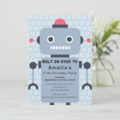 ロボット子供の誕生日招待状 招待状 (スタンド正面)