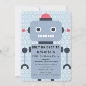 ロボット子供の誕生日招待状 招待状 (正面)