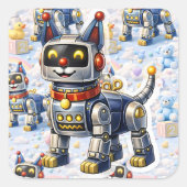 ロボット子犬の6枚組保育園ステッカーシート スクエアシール (正面)