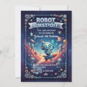 ロボット宇宙8歳誕生日パーティー 招待状 (正面)