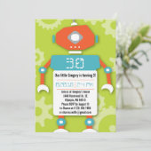 ロボット少年をテーマにした誕生日パーティーの招待状 招待状 (スタンド正面)