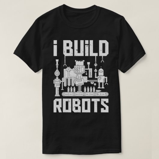 ロボット工学エンジニおもしろいア男性女性Eを構築 Tシャツ (デザイン正面)