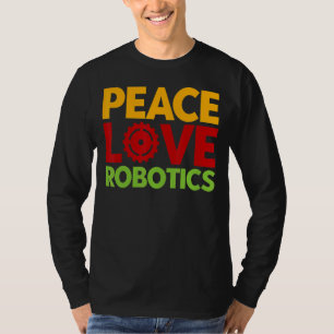 ロボット工学エンジニアヴィンテージ平和ラブロボット Tシャツ