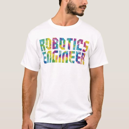 ロボット工学エンジニア絞り染めレトロ Tシャツ (正面)