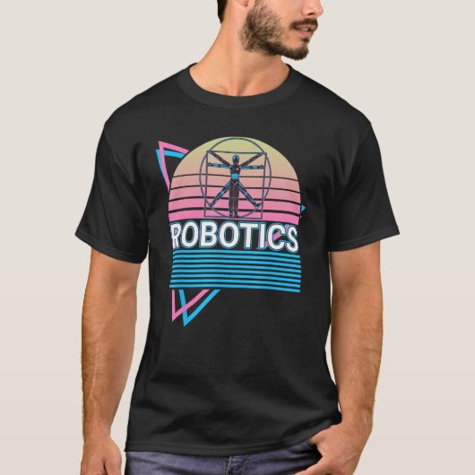 ロボット工学 ロボット レトロ Tシャツ (正面)