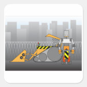 ロボット建築作業者 スクエアシール (正面)