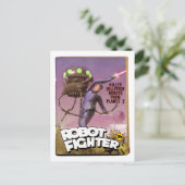 ロボット戦闘機の偽造品のパルプカバー郵便はがき ポストカード (スタンド正面)