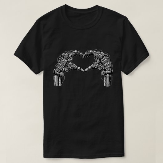 ロボット手はハートの形を作ります Tシャツ (デザイン正面)