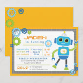 ロボット招待状 / ロボットパーティー / ロボットの誕生日 招待状 (正面/裏面)