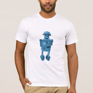 ロボット攻撃! 青い原子宇宙時代のロボット Tシャツ