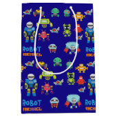 ロボット最高のギフトGoodyバッグEver – 青おもしろいい漫画 ミディアムペーパーバッグ (正面)