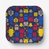 ロボット漫画パターン ペーパープレート (正面)