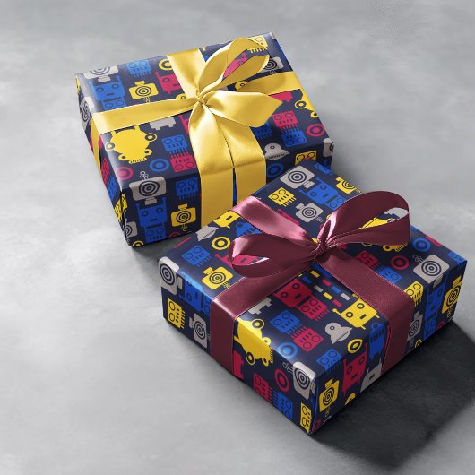 ロボット漫画パターン ラッピングペーパー