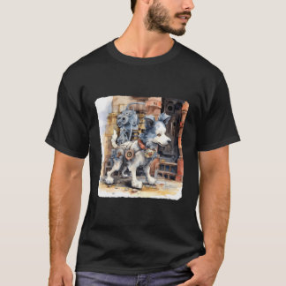 ロボット犬機械式ロボット犬ギア Tシャツ
