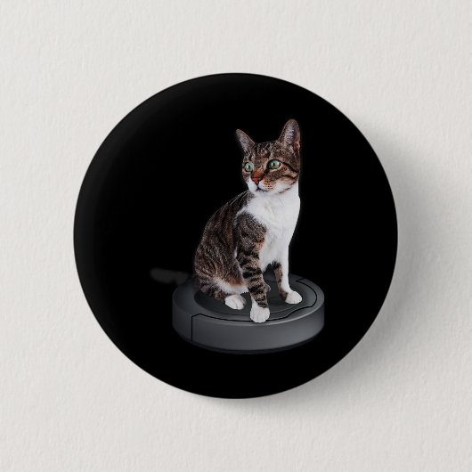 ロボット猫掃除機ねこ動物可愛い猫 缶バッジ (正面)