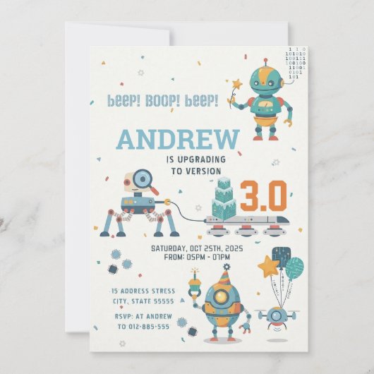 ロボット科学者の誕生日 招待状 (正面)