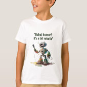 ロボット立ち上げコメディアンを持つ「ロボコメディクラブ」 Tシャツ (正面)