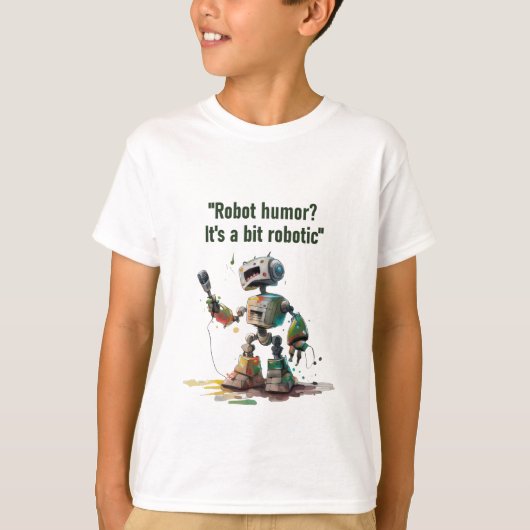 ロボット立ち上げコメディアンを持つ「ロボコメディクラブ」 Tシャツ (正面)