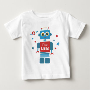ロボット第1誕生日 ベビーTシャツ