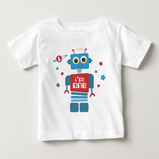 ロボット第1誕生日 ベビーTシャツ (正面)