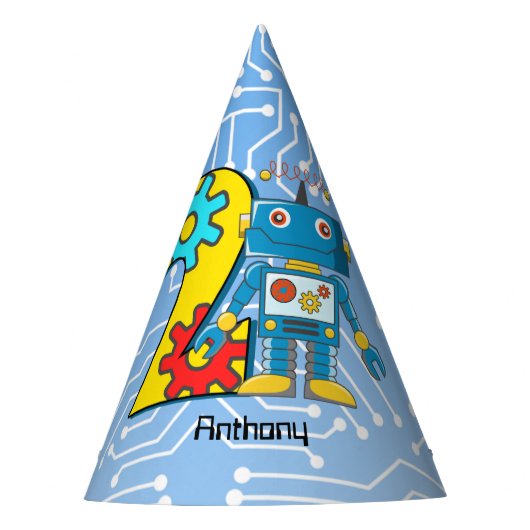 ロボット第2誕生日のカスタム パーティーハット (正面)