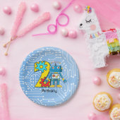 ロボット第2誕生日のカスタム ペーパープレート (パーティー)