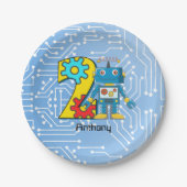 ロボット第2誕生日のカスタム ペーパープレート (正面)