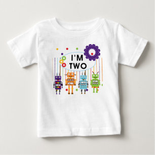 ロボット第2誕生日のTシャツおよびギフト ベビーTシャツ