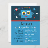 ロボット第4誕生日のカスタムの招待状 招待状 (正面/裏面)