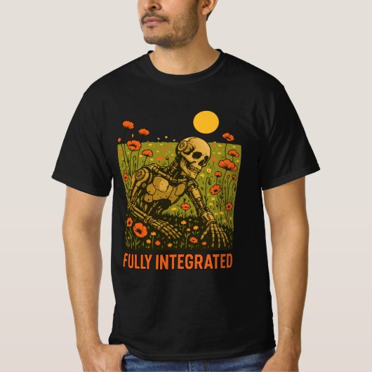 ロボット自然花花花畑 Tシャツ (正面)