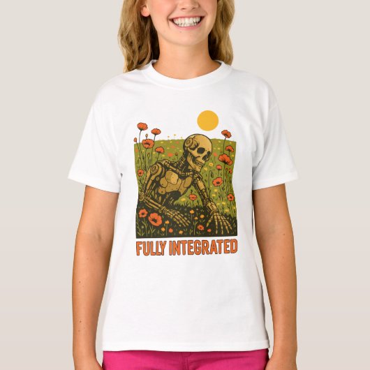 ロボット自然花花花畑 Tシャツ (正面)