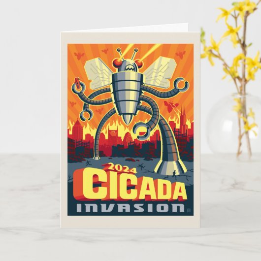 ロボット蝉 カード (黄色い花)