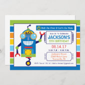 ロボット誕生日のパーティの招待状 招待状 (正面/裏面)