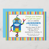 ロボット誕生日のパーティの招待状 招待状 (正面/裏面)