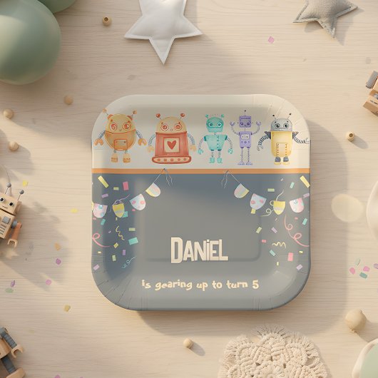 ロボット誕生日パーティキッズ ペーパープレート