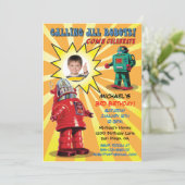 ロボット誕生日パーティフォト挿入招待状 招待状 (スタンド正面)