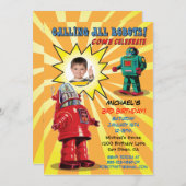 ロボット誕生日パーティフォト挿入招待状 招待状 (正面/裏面)