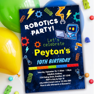 ロボット誕生日パーティーの招子供へ待 招待状