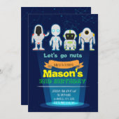 ロボット誕生日パーティーの招待 招待状 (正面/裏面)