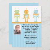 ロボット誕生日パーティーの招待 招待状 (正面/裏面)