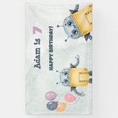 ロボット誕生日パーティーキッズ 横断幕 (縦)