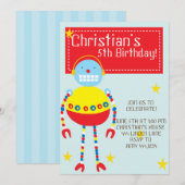 ロボット誕生日パーティー招待状 招待状 (正面/裏面)