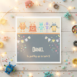 ロボット誕生日パーティー スタンダードランチョンナプキン