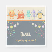 ロボット誕生日パーティー スタンダードランチョンナプキン (正面)