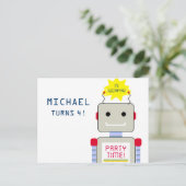 ロボット誕生日パーティー、ポストカード招待状 インビテーションポストカード (スタンド正面)