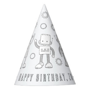 ロボット誕生日パーティー – 色あなた自身のパーティー帽子 パーティーハット