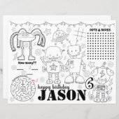 ロボット誕生日ランチョンマット、ロボット着色ページ (正面/裏面)