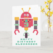 ロボット誕生日個人用カード カード (黄色い花)